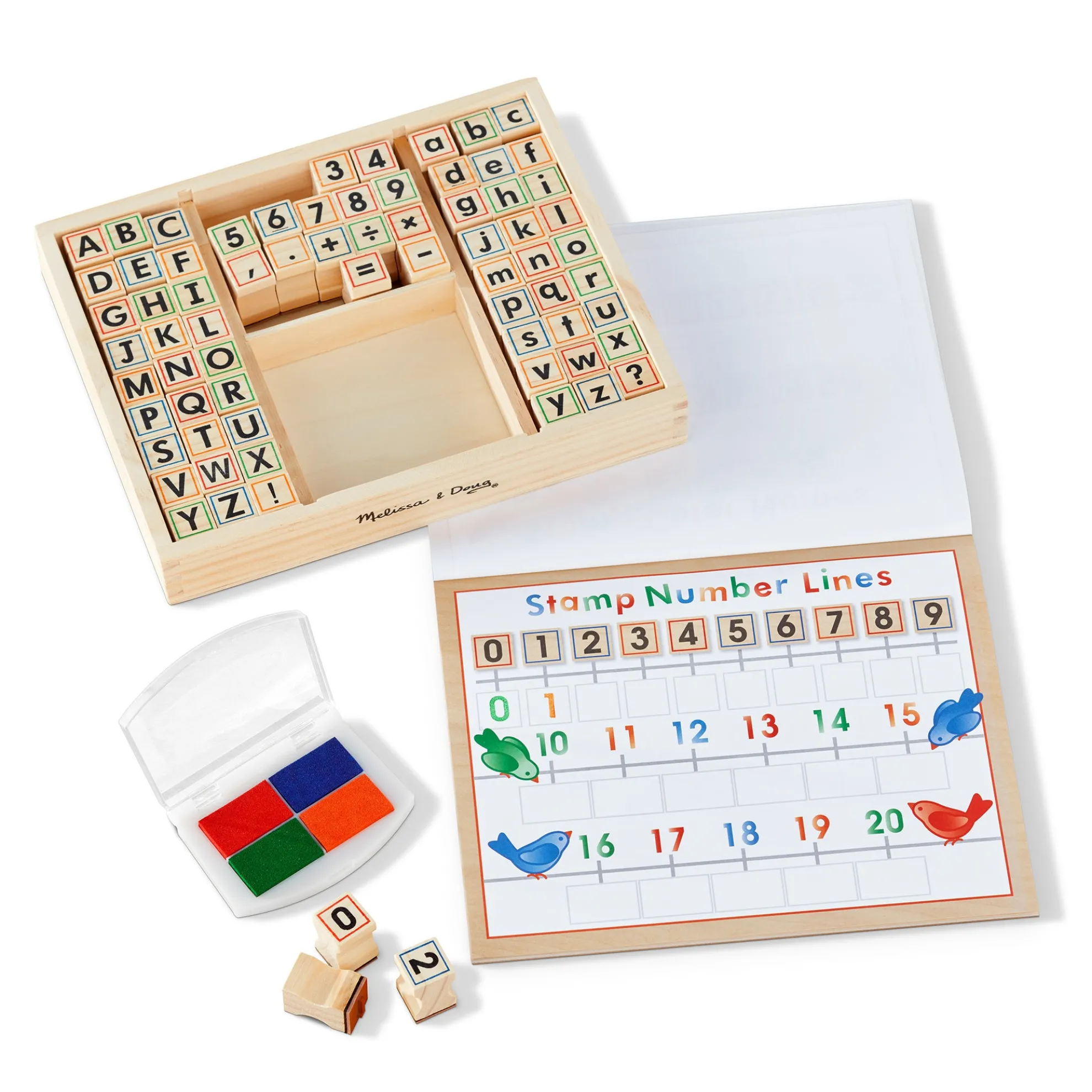 Deluxe Wooden Stamp Set - ABCs 123s