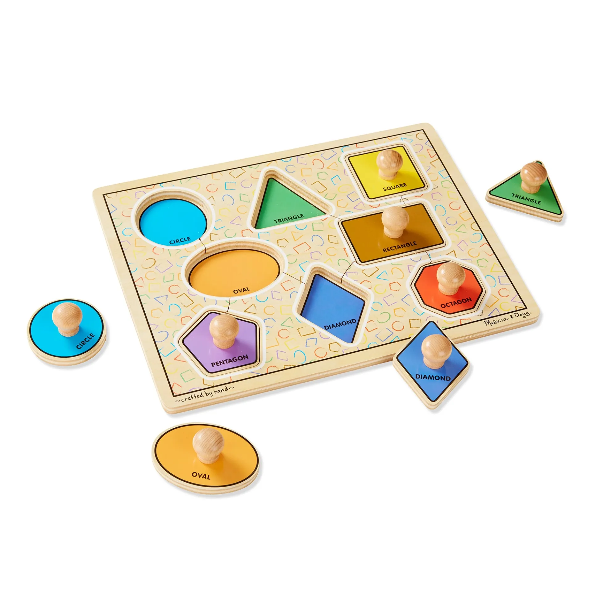 Geometric Shapes Deluxe Jumbo Peg Puzzle - 8 Pieces