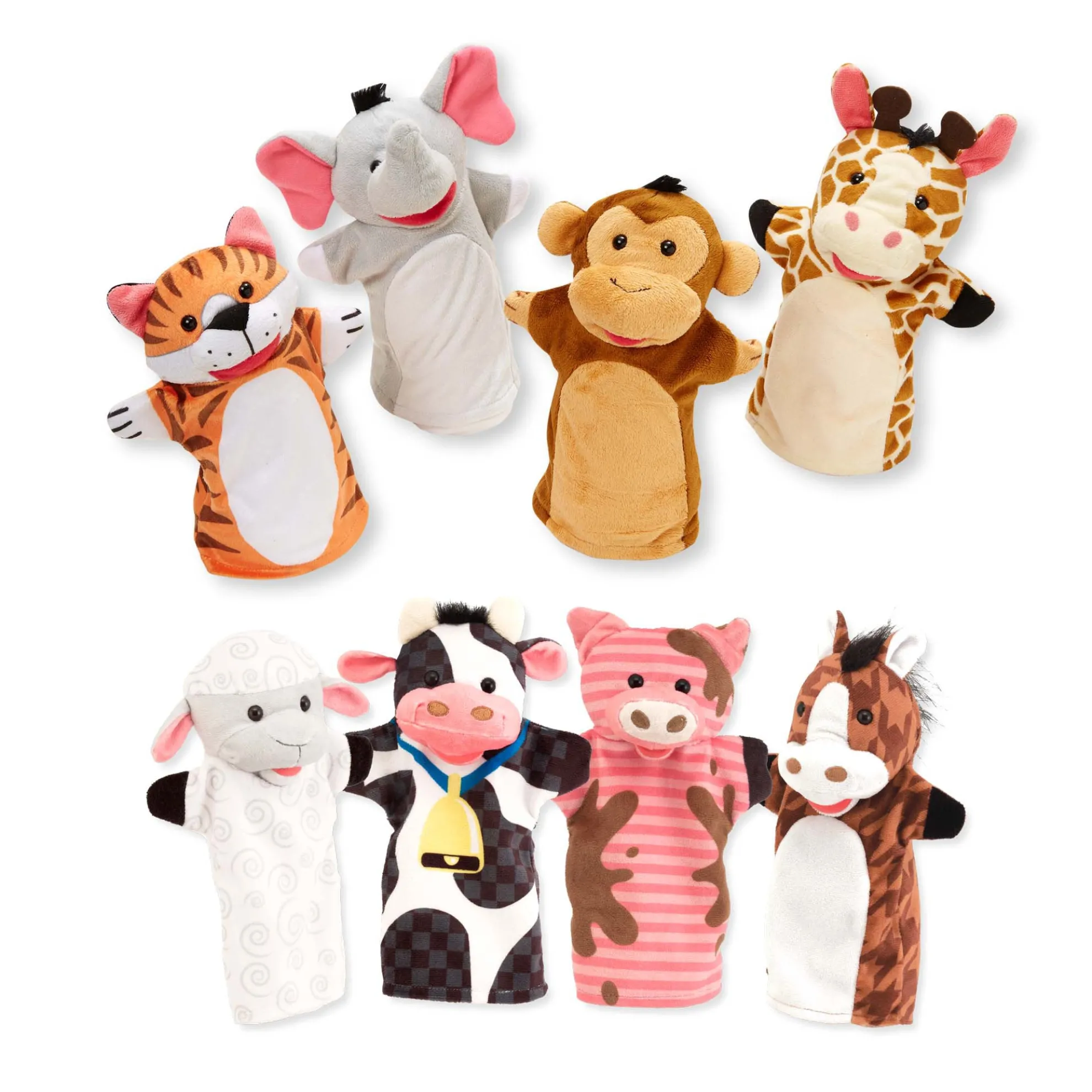 Hand Puppet 2-Pack: Farm Friends, Zoo Friends