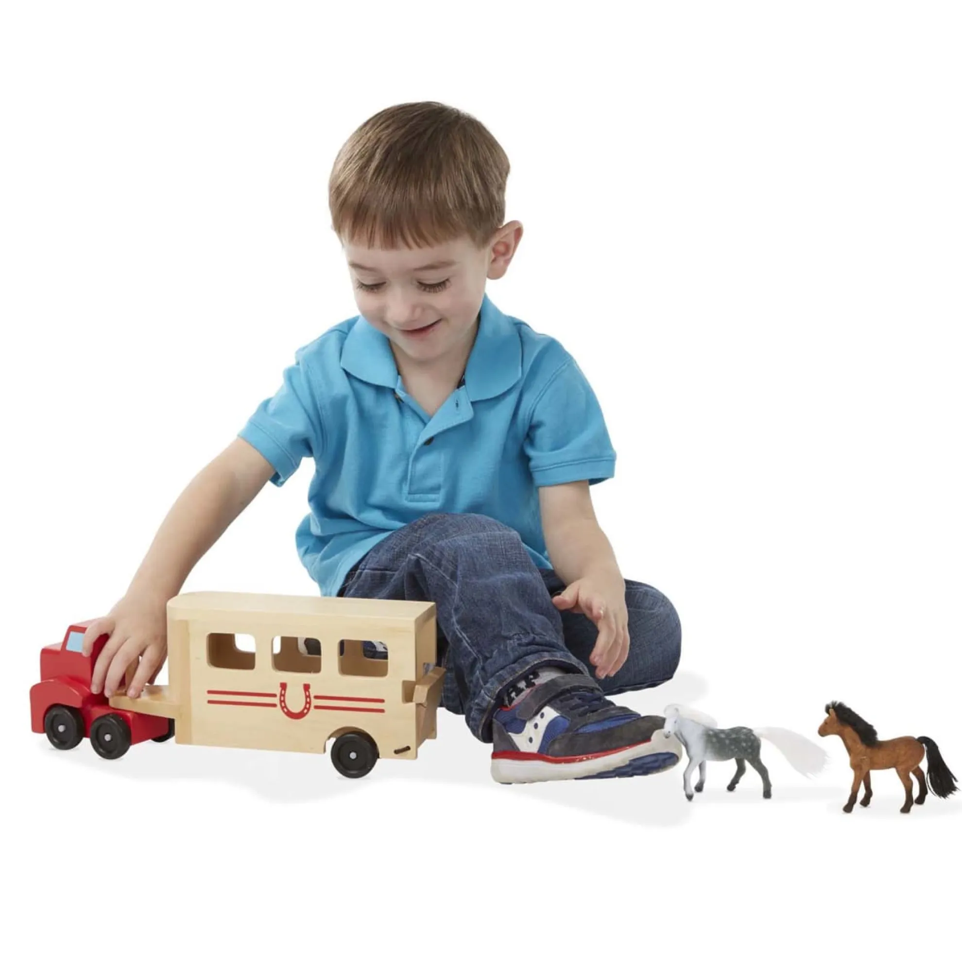 Horse Carrier Wooden Vehicles Play Set