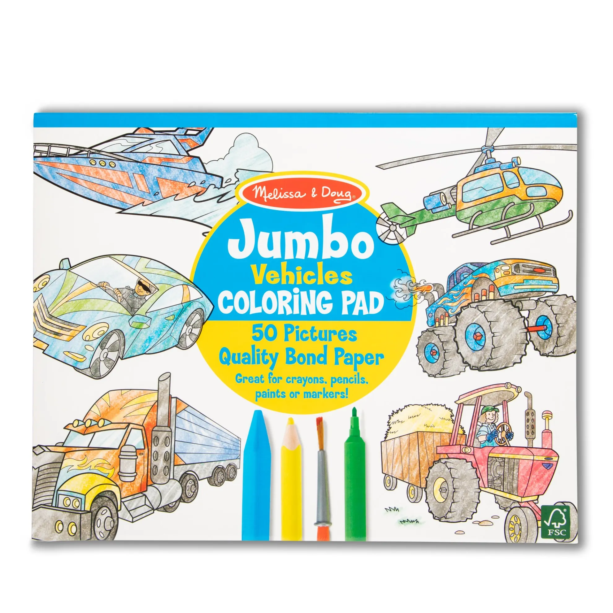 Jumbo Coloring Pad - Vehicles