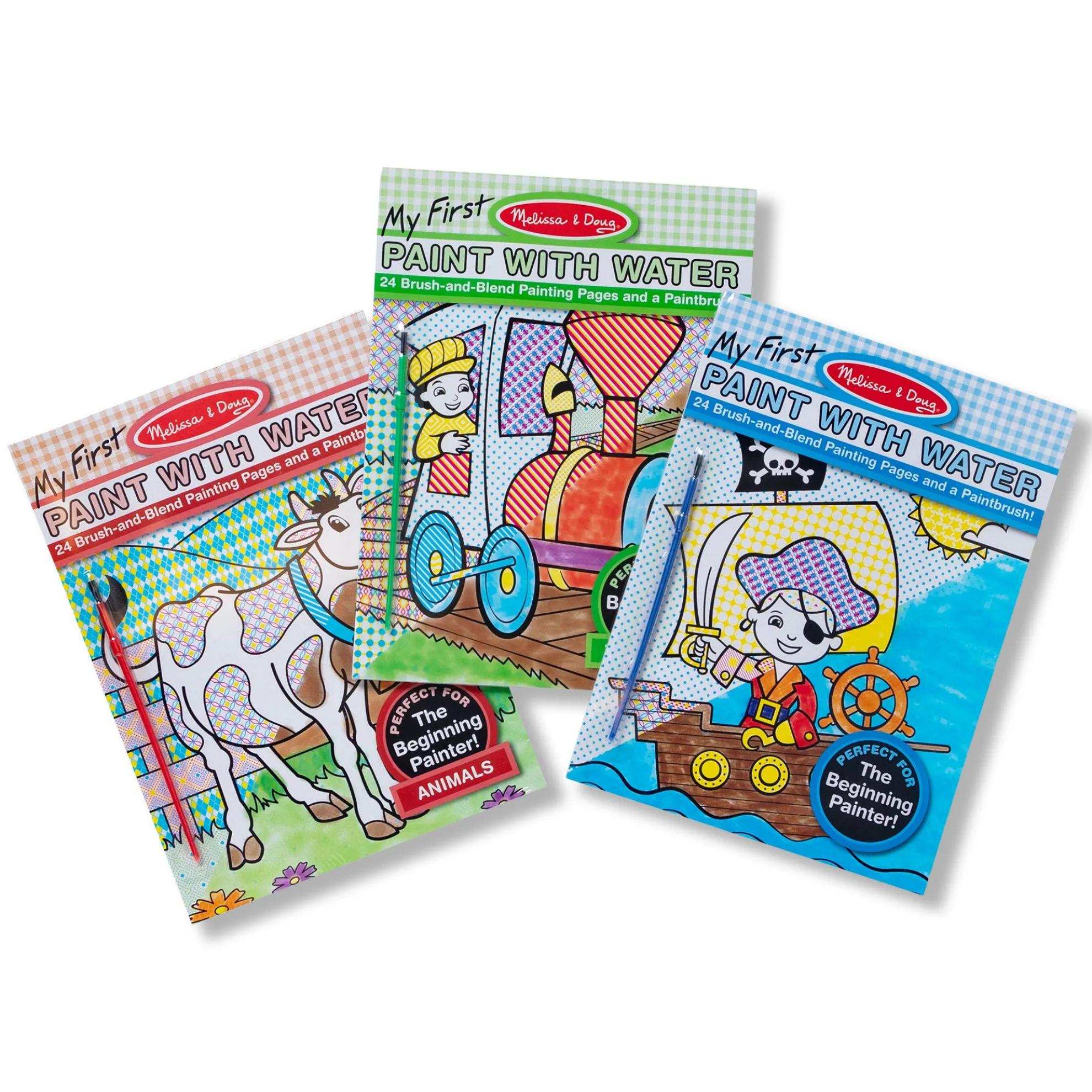 My First Paint with Water 3-Pack: Animals, Vehicles, Multi-Themed
