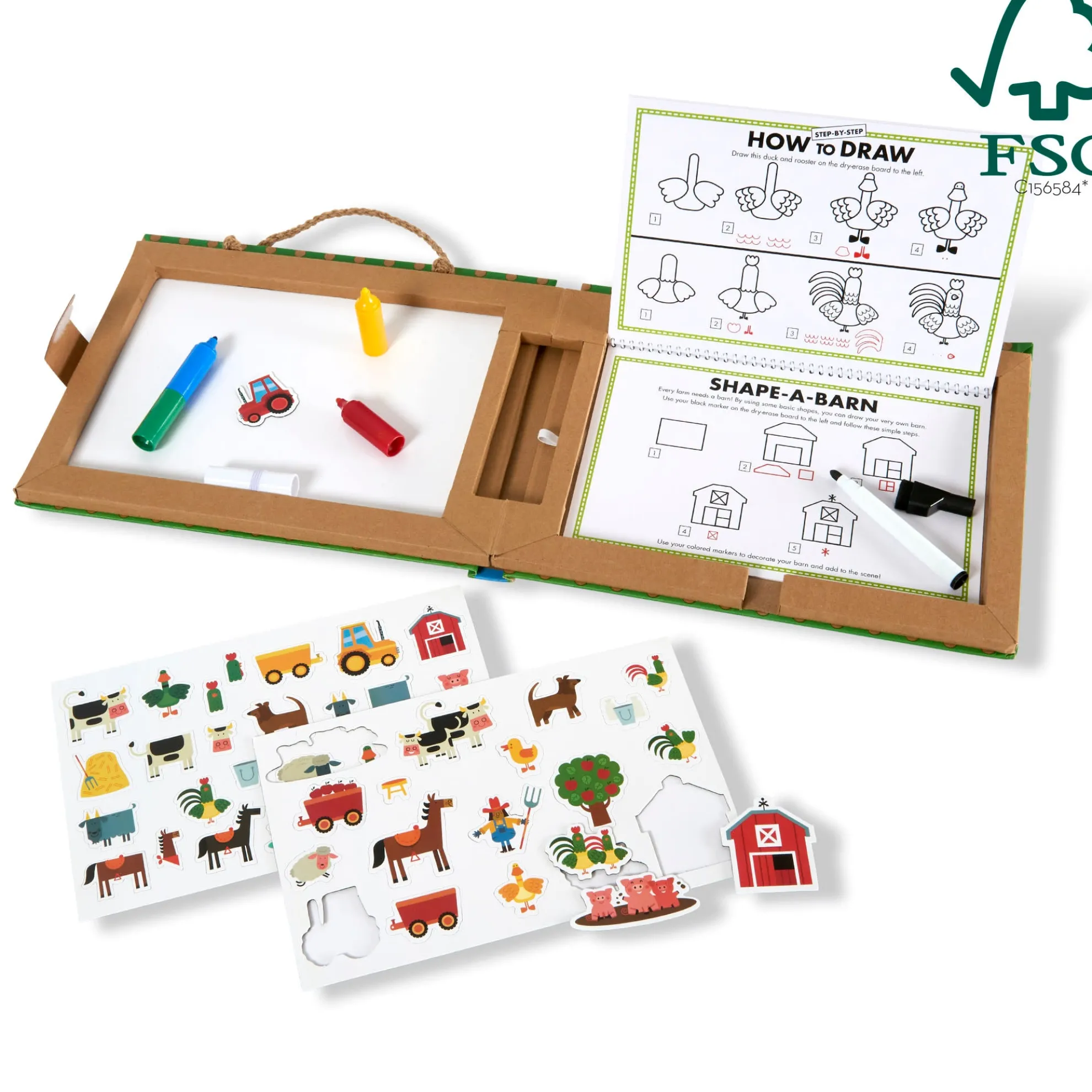 Natural Play: Play, Draw, Create Reusable Drawing & Magnet Kit – Farm