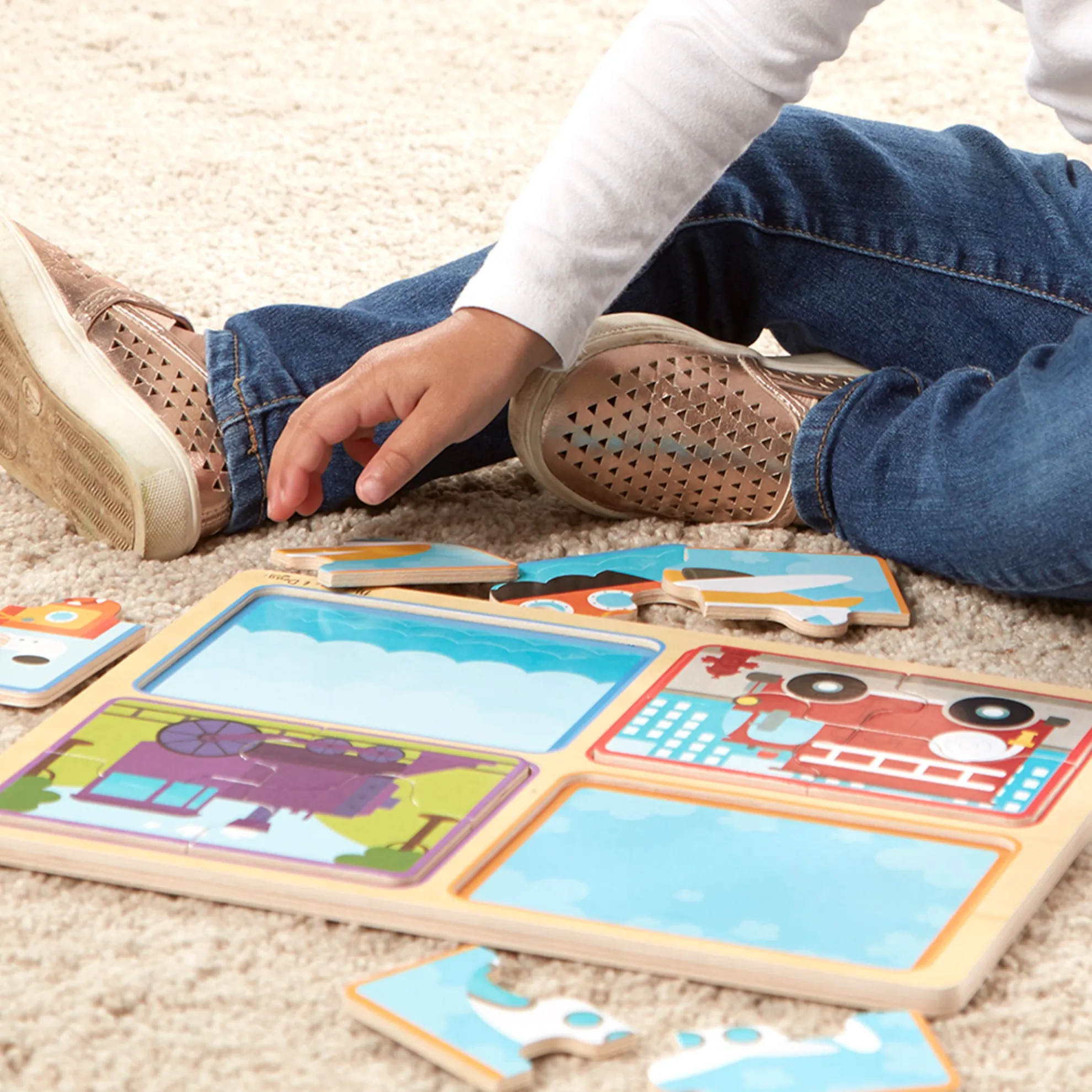 Natural Play Wooden Puzzle: Ready, Set, Go