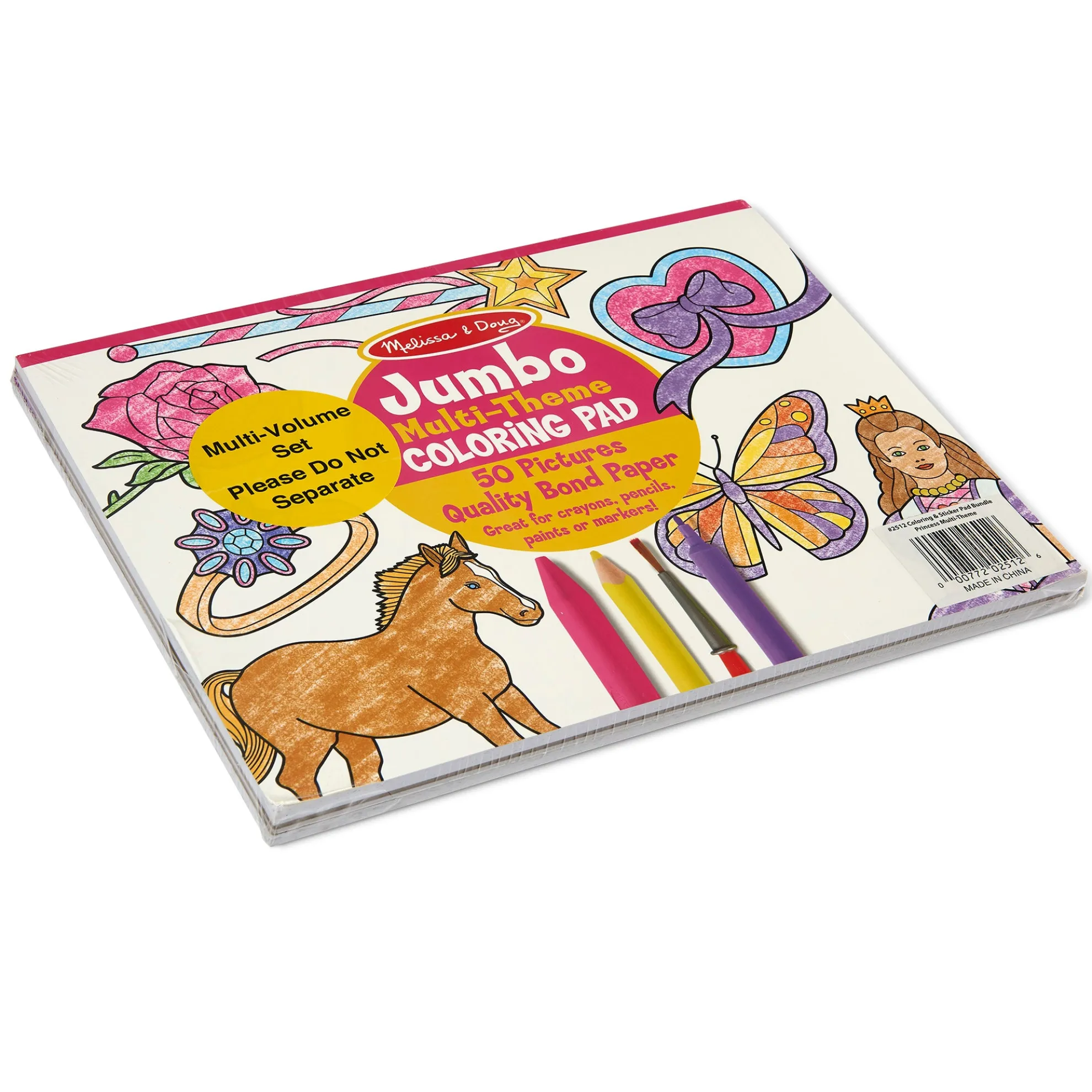 Princess, Fairy, Animals & More Coloring and Sticker Pad Bundle