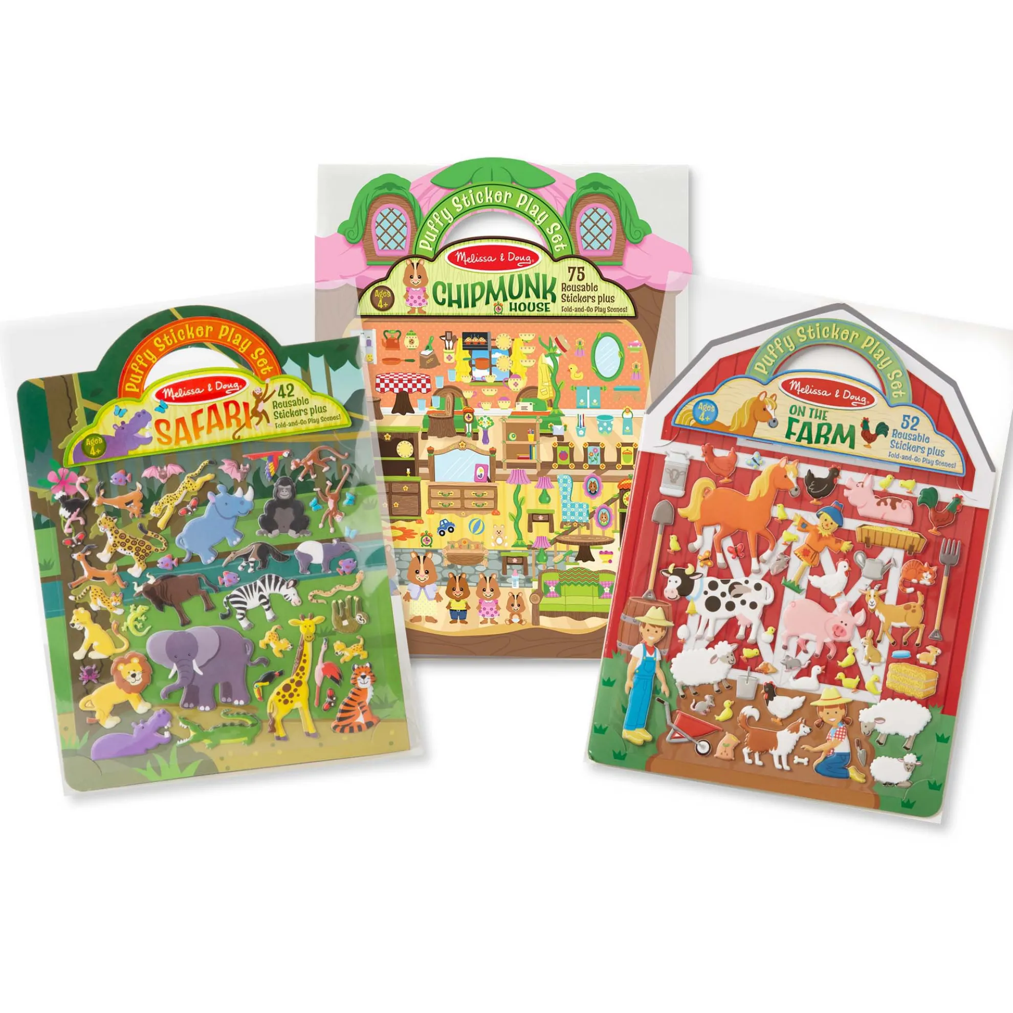 Puffy Sticker Play Set 3-Pack: On the Farm, Safari, Chipmunk House