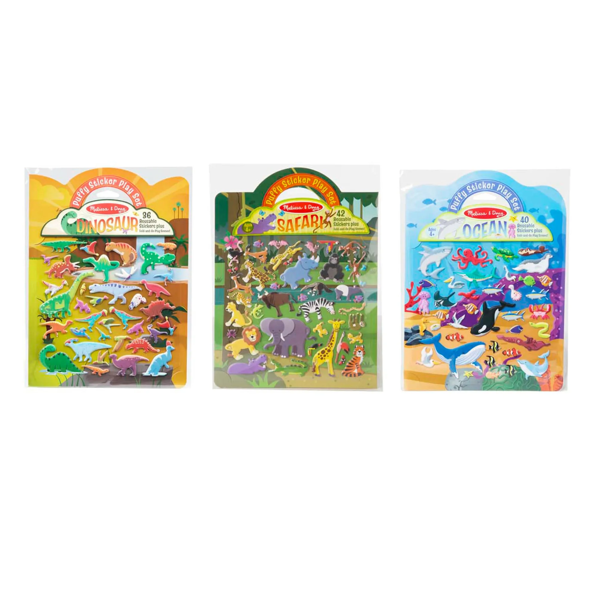 Puffy Sticker Play Set 3-Pack: Safari, Dinosaur, Ocean
