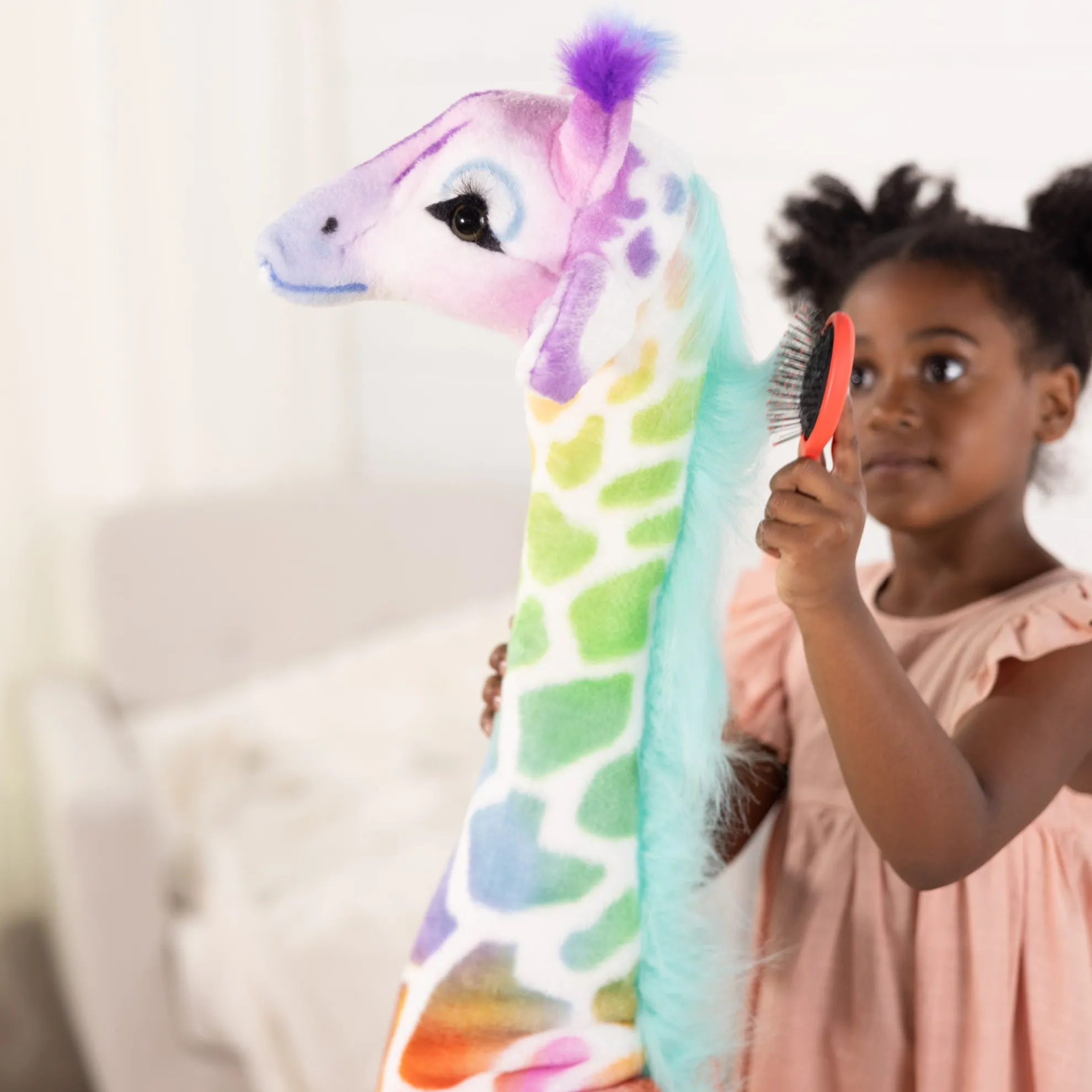 Rainbow Giraffe Lifelike Plush