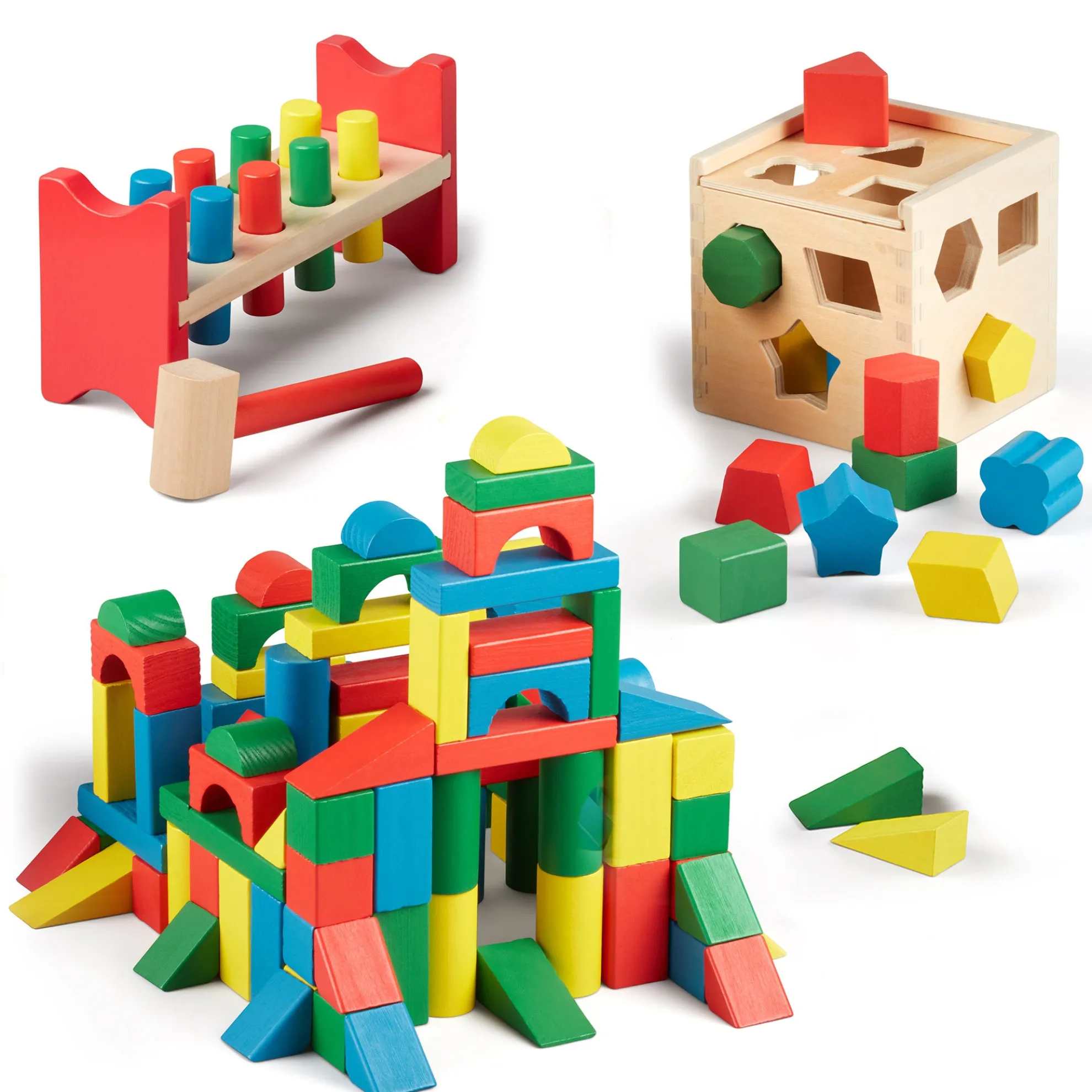 Stack, Sort & Pound Wooden Toy Collection