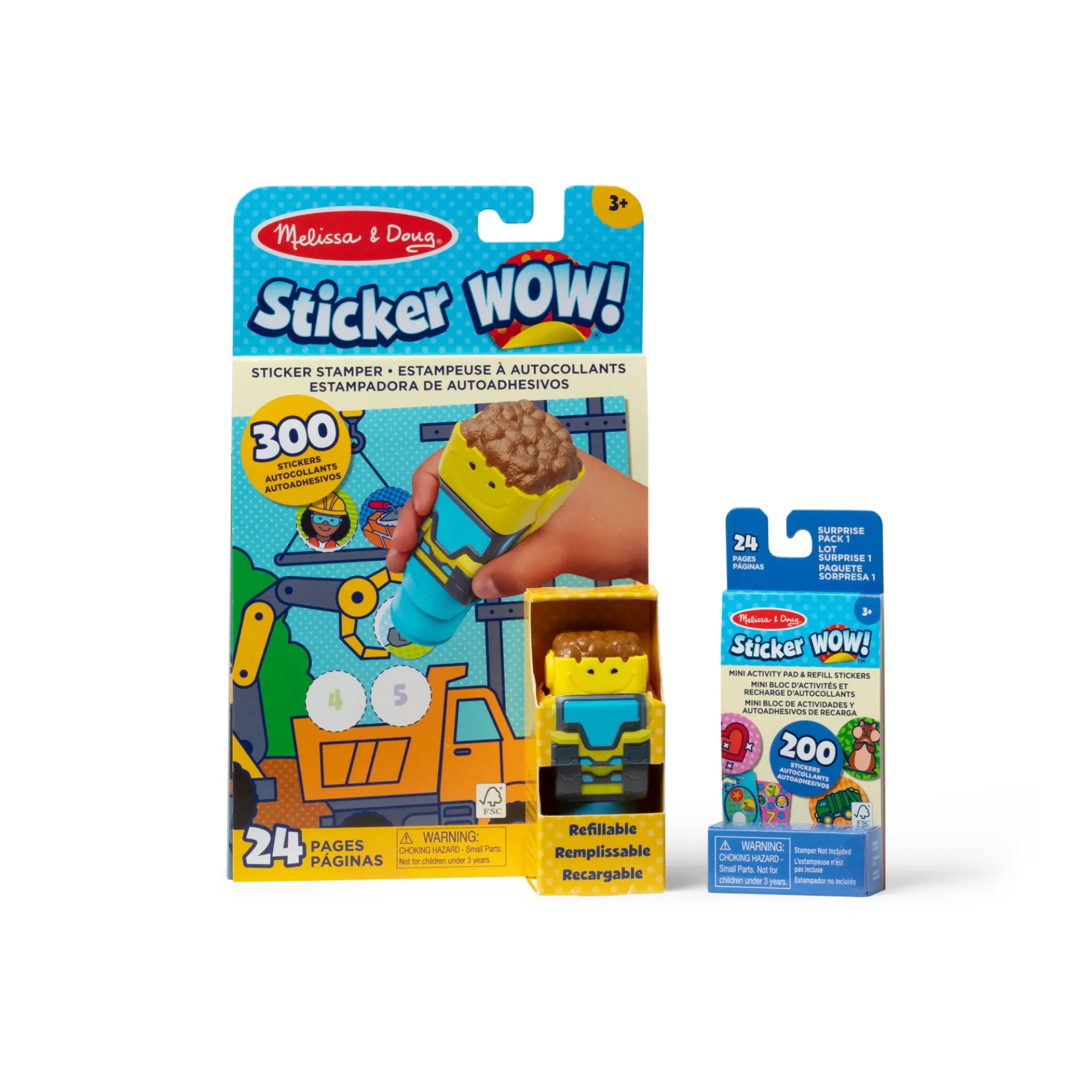 Sticker WOW!™ Bulldozer Bundle: Activity Pad & Sticker Stamper + Mini Activity Pad and 200 Refill Stickers