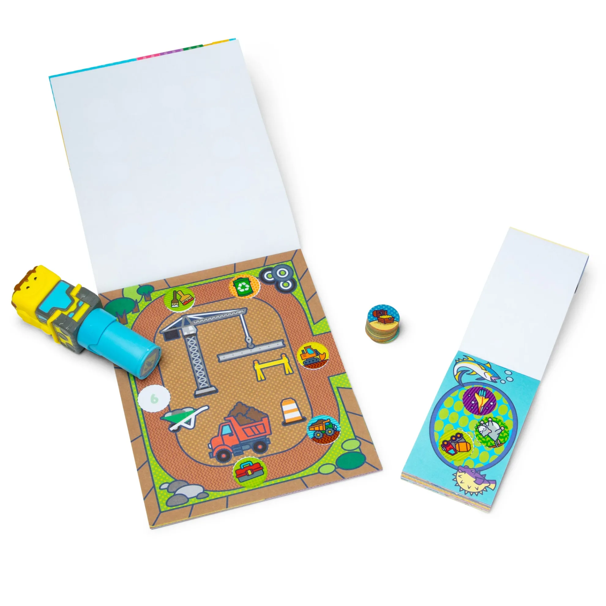 Sticker WOW!™ Bulldozer Bundle: Activity Pad & Sticker Stamper + Mini Activity Pad and 200 Refill Stickers