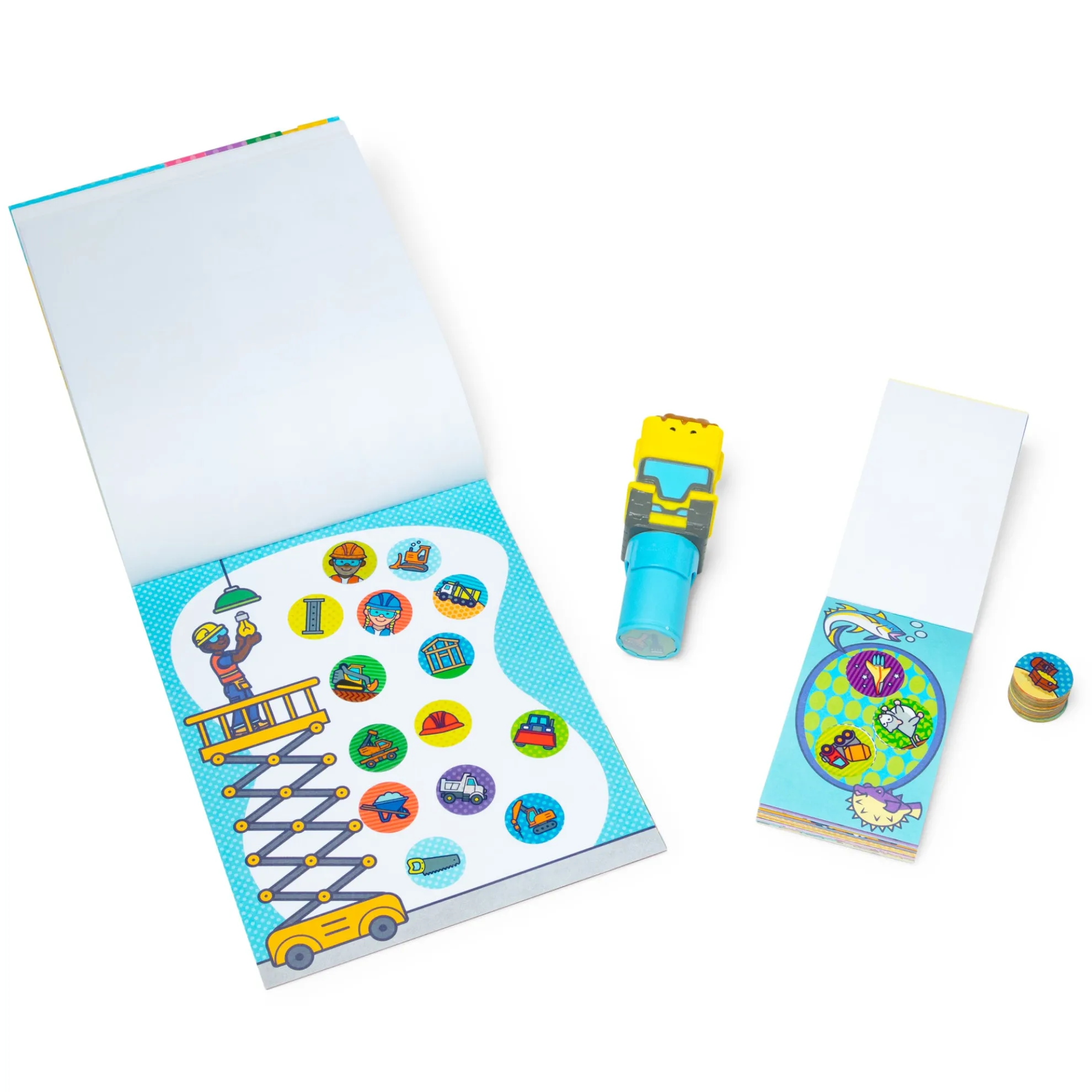 Sticker WOW!™ Bulldozer Bundle: Activity Pad & Sticker Stamper + Mini Activity Pad and 200 Refill Stickers