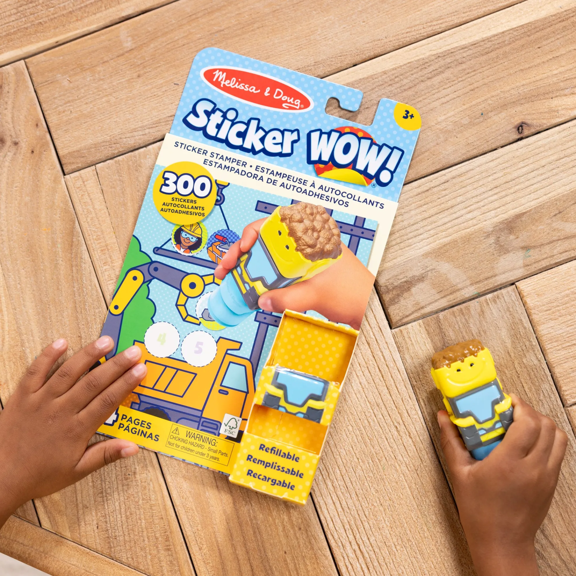 Sticker WOW!™ Bulldozer Bundle: Activity Pad & Sticker Stamper + Mini Activity Pad and 200 Refill Stickers