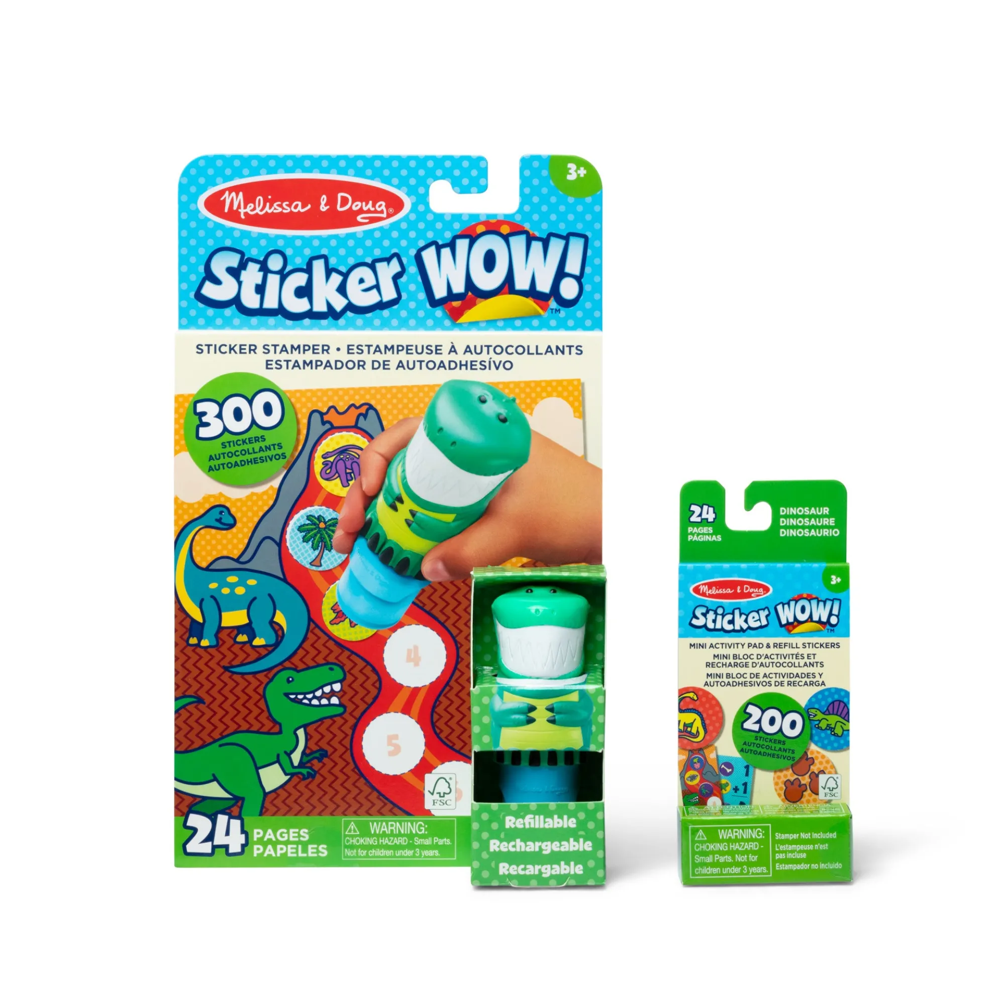 Sticker WOW!™ Dinosaur Bundle: Activity Pad & Sticker Stamper + Mini Activity Pad and 200 Refill Stickers