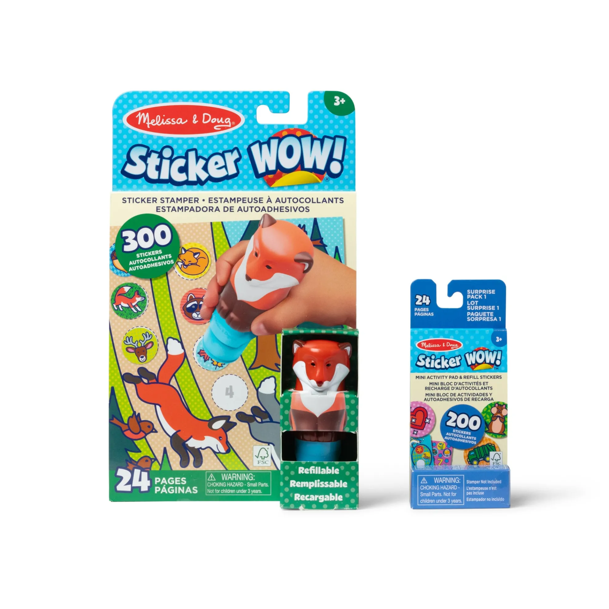Sticker WOW!™ Fox Bundle: Activity Pad & Sticker Stamper + Mini Activity Pad and 200 Refill Stickers