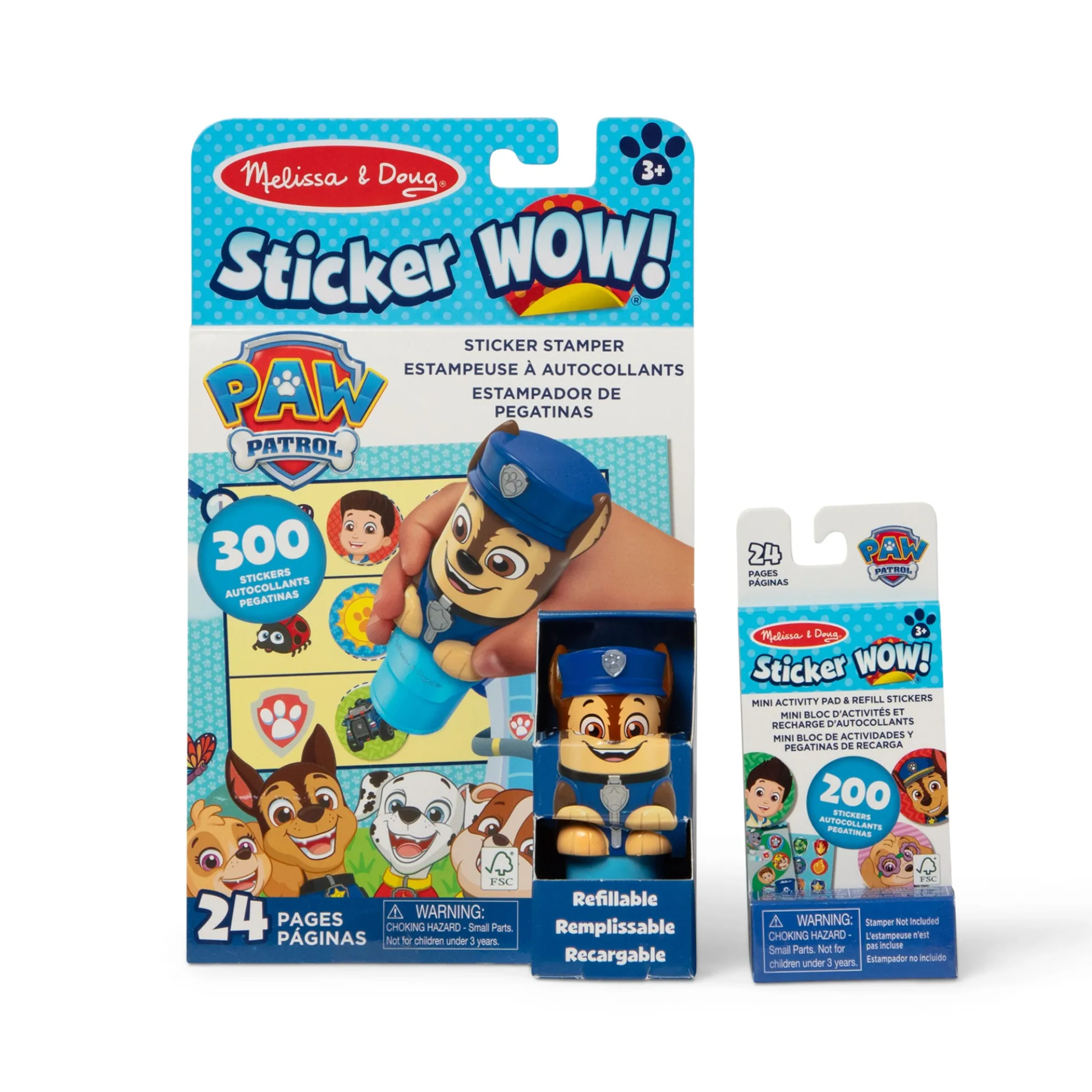 Sticker WOW!™ PAW Patrol Chase Bundle: Activity Pad & Sticker Stamper + Mini Activity Pad and 200 Refill Stickers