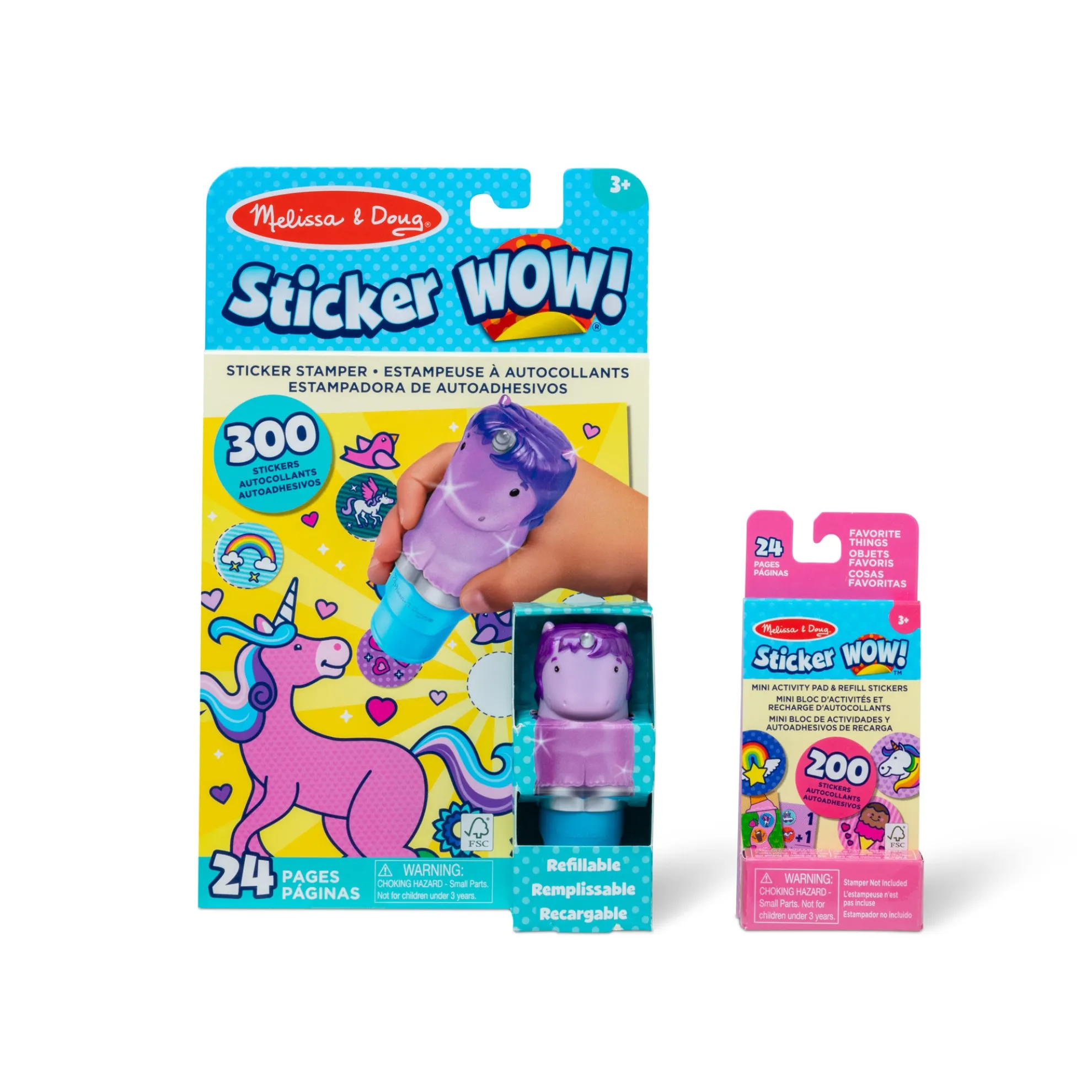 Sticker WOW!™ Purple Unicorn Bundle: Activity Pad & Sticker Stamper + Mini Activity Pad and 200 Refill Stickers
