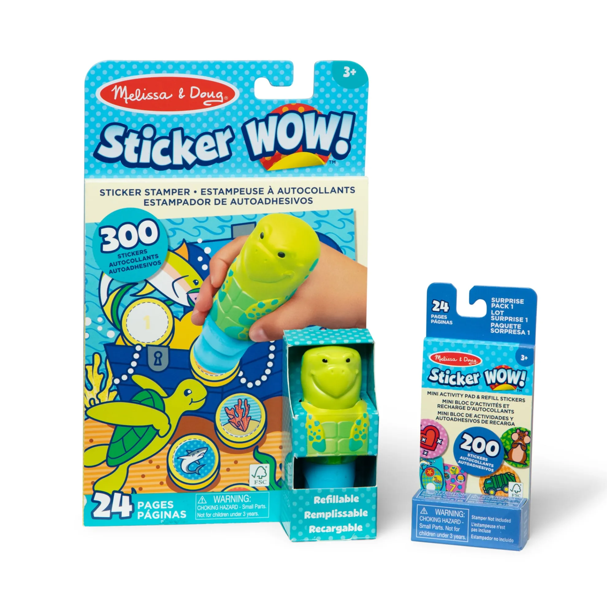Sticker WOW!™ Sea Turtle Bundle: Activity Pad & Sticker Stamper + Mini Activity Pad and 200 Refill Stickers