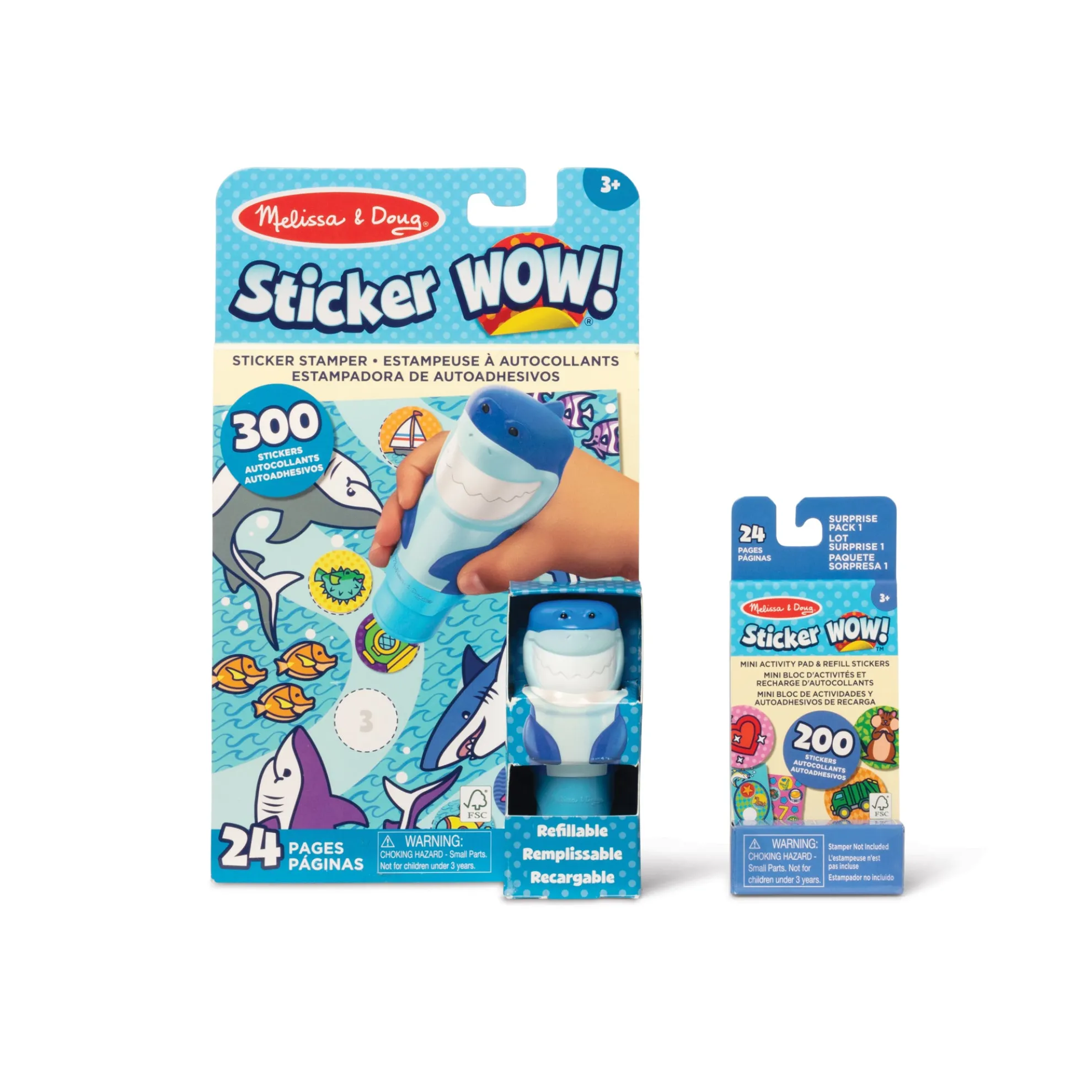 Sticker WOW!™ Shark Bundle: Activity Pad & Sticker Stamper + Mini Activity Pad and 200 Refill Stickers