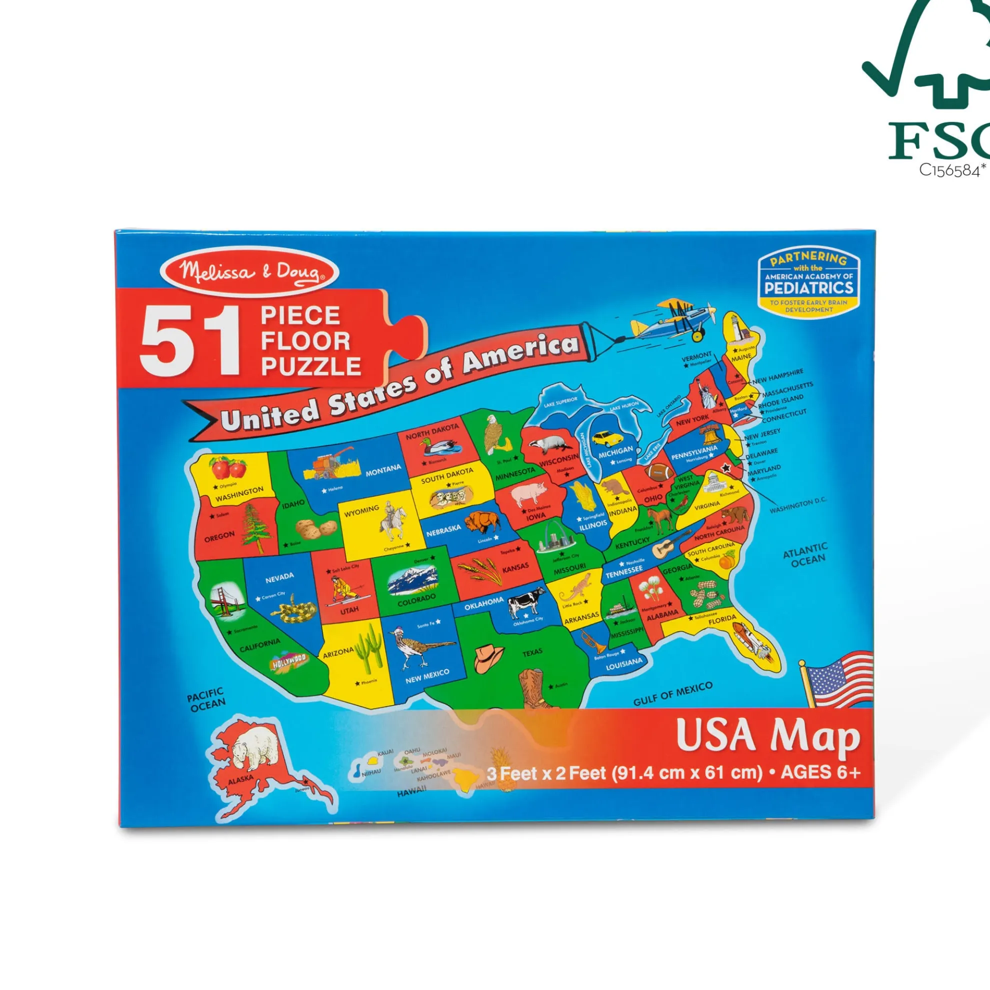 USA Map Floor Puzzle - 51 Pieces