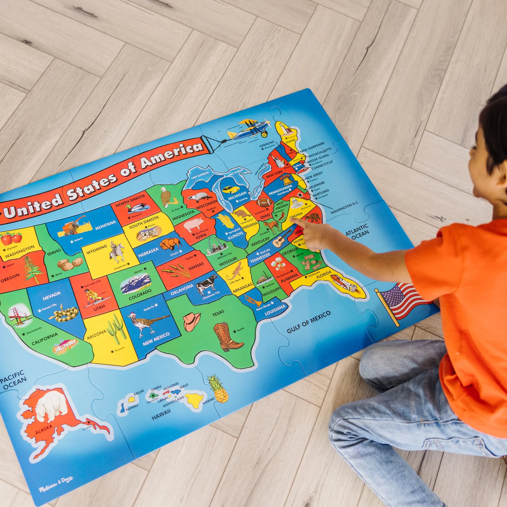USA Map Floor Puzzle - 51 Pieces