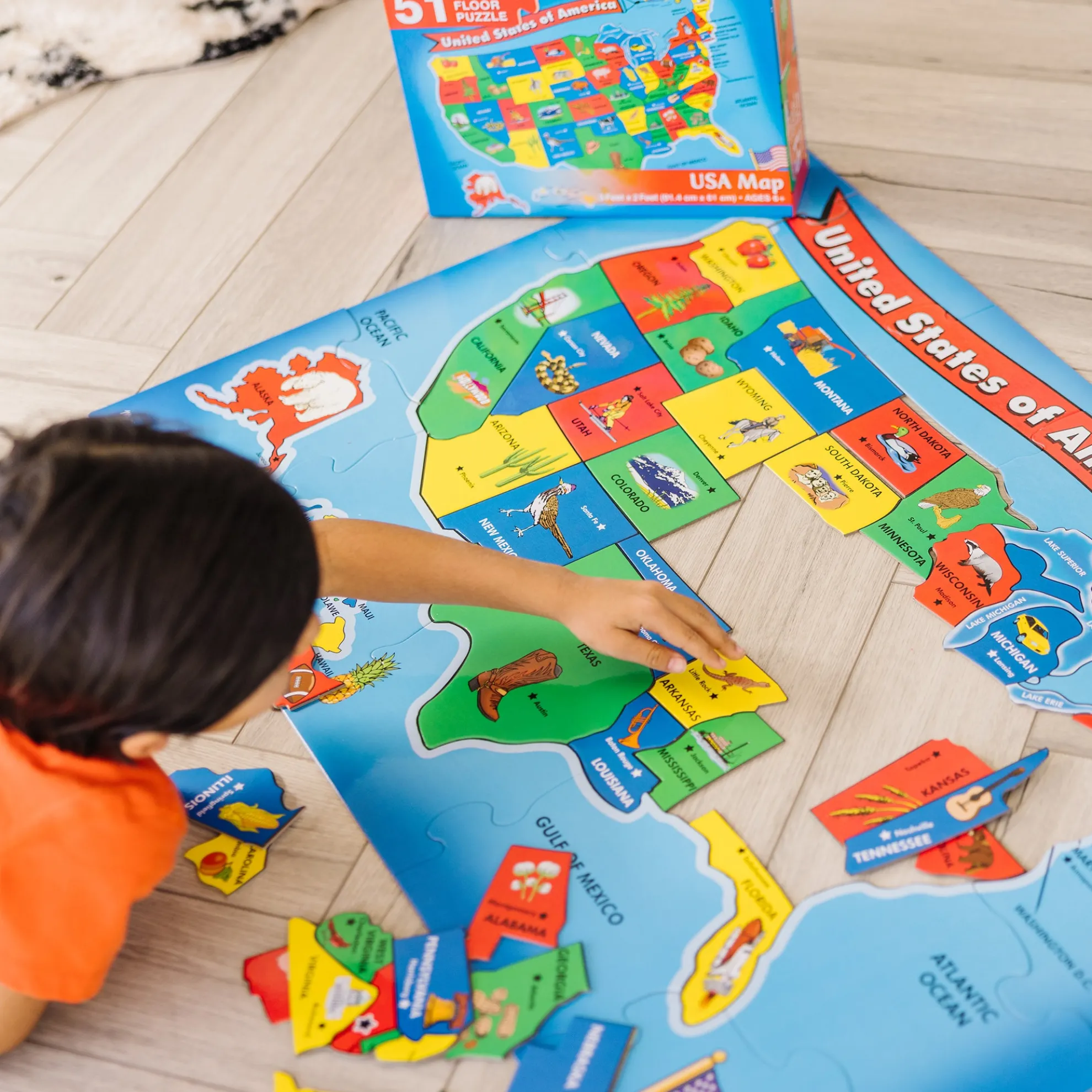 USA Map Floor Puzzle - 51 Pieces